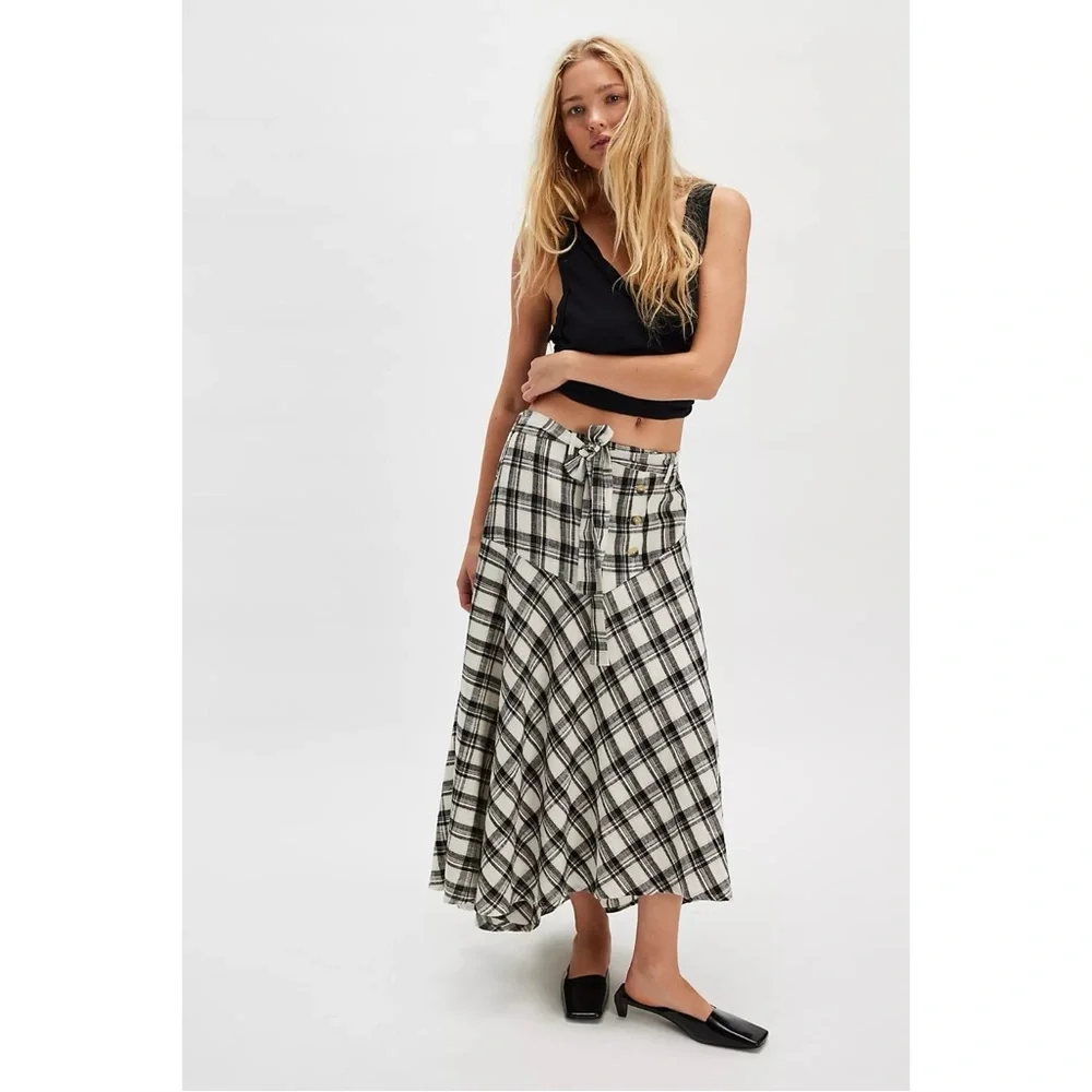 Free People Gingham Plaid Picnic After You Set Maxi Skirt Tube Top NWT Small